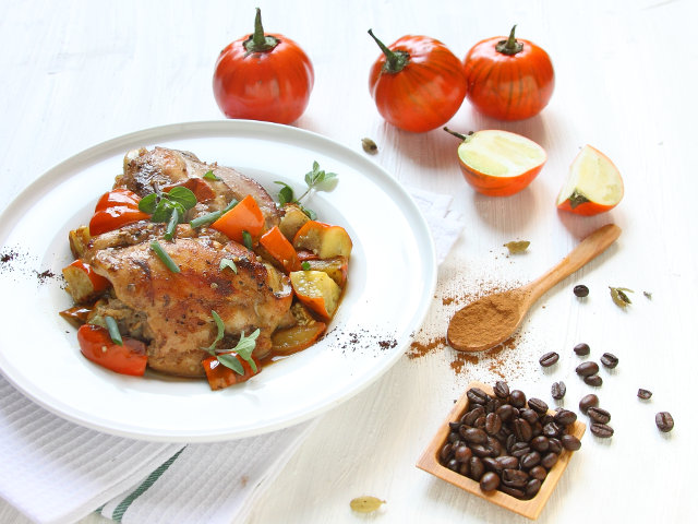 Pollo con Melanzane Rosse e Caffè